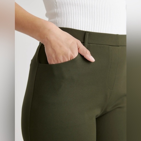 QUINCE Ultra-Stretch Ponte Straight Leg 4-Pocket Pants Olive Green Sz M - Picture 5 of 15